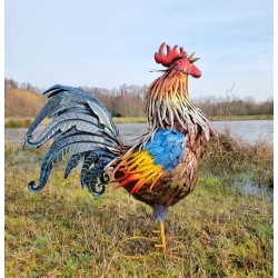 Large iron rooster - Decorative Rooster - Metal garden animals - Garden and patio inspiration