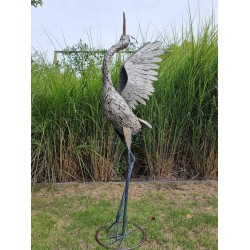 60" Extra Large Metal Heron Statue