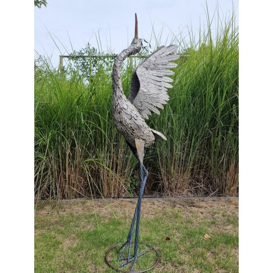60" Extra Large Metal Heron Statue