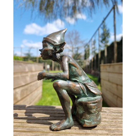 Bronze Pixie - Bronze gnome - Bronze fairy figure - Bronze art