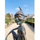 Extra large garden pixie - Bronze garden art - Bronze garden gnome on mushroom