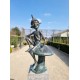 Extra large garden pixie - Bronze garden art - Bronze garden gnome on mushroom