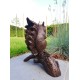 Bronze sculpture of a squirrel  on a stump - Garden decor - Bronze porch decor