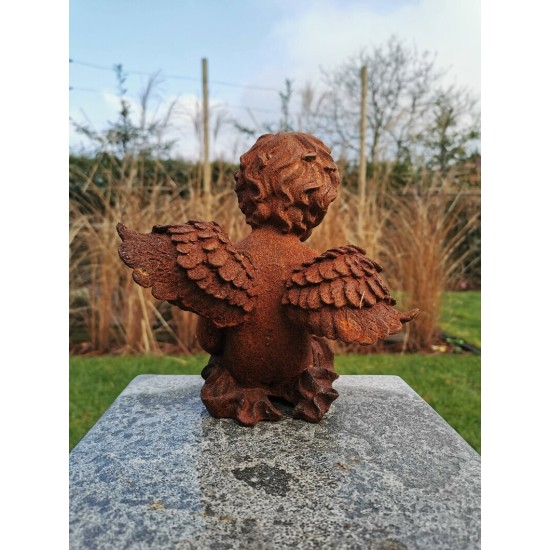 Antique garden sculpture of an Angel (boy) - Sitting model