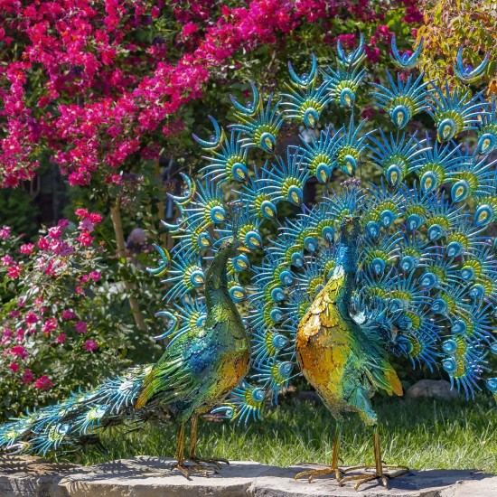 Set of 2 Large Peacocks