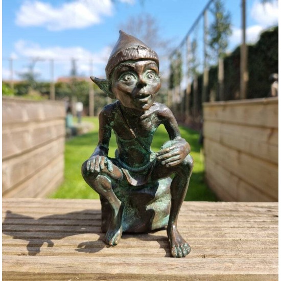 Bronze Pixie - Bronze gnome - Bronze fairy figure - Bronze art