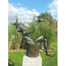 Extra large garden pixie - Bronze fountain - Bronze garden gnome