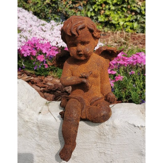 Antique garden sculpture of an Angel (boy) - Sitting model