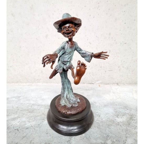 Collection of four bronze gnomes - Forest fairies - Leprechaun characters - Bronze gift idea