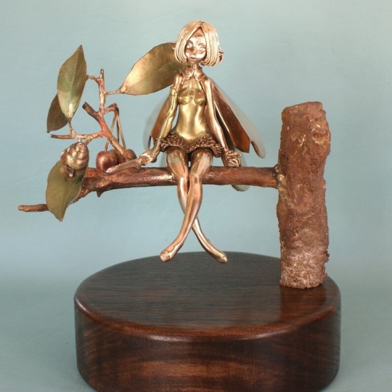 Faerie on Twig - Bronze Sculpture - Original Art - Limited Edition Cast Bronze