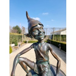 Extra large garden pixie - Bronze garden art - Bronze garden gnome on mushroom