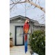 Hanging Whimsical Rustic Metal Swinging Macaw Parrot Tropical Bird On Chain Yard Garden Art