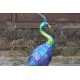 LARGE Iron Colorful Peacock  - Nice Detail and Beautiful Colours - Amazing Metal Statue for Garden