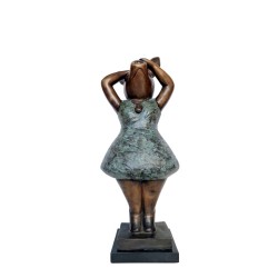 Large Bronze Pig - Dressed Standing Pig - Dancing Pig - Cute Female Pig