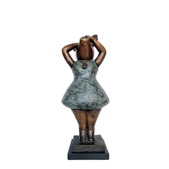 Large Bronze Pig - Dressed Standing Pig - Dancing Pig - Cute Female Pig