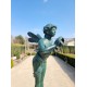 Large bronze angel - Bronze garden sculpture - Fairy with flute