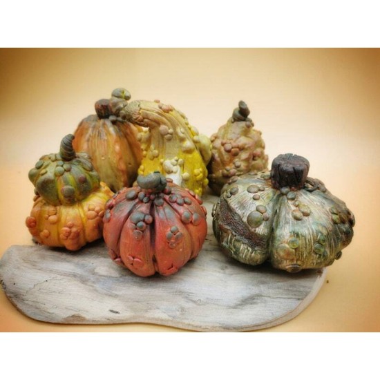 Handmade polymer clay fairy creatures - unique pumpkin monster fantasy sculptures Halloween arttoy ooak