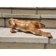 Amazing sculpture of a crawling panther - Colored cast iron
