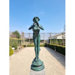Large bronze angel - Bronze garden sculpture - Fairy with flute