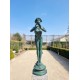Large bronze angel - Bronze garden sculpture - Fairy with flute