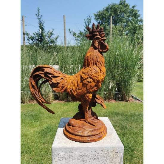 Large Cast iron rooster - Garden statue - Cast iron garden sculptures