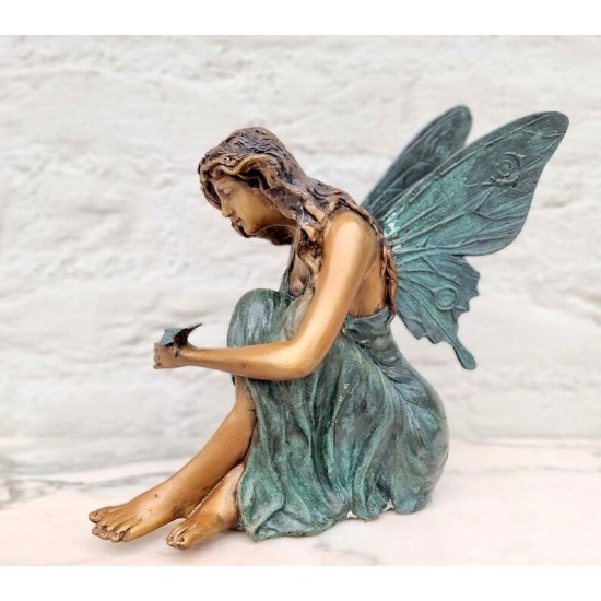 Bronze elf - Fairy sculpture - Decorative sculpture of an angel - Bronze fairy