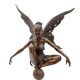 Large bronze fairy on sphere - Seated fairy - Magic sculpture