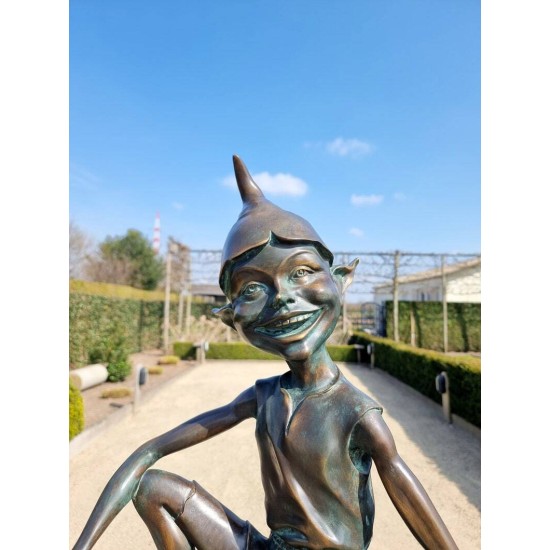 Extra large garden pixie - Bronze garden art - Bronze garden gnome on mushroom
