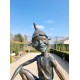 Extra large garden pixie - Bronze garden art - Bronze garden gnome on mushroom