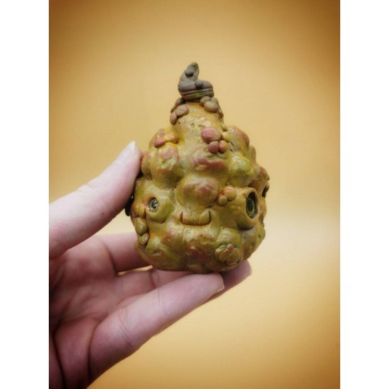 Handmade polymer clay fairy creatures - unique pumpkin monster fantasy sculptures Halloween arttoy ooak