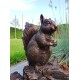 Bronze sculpture of a squirrel  on a stump - Garden decor - Bronze porch decor