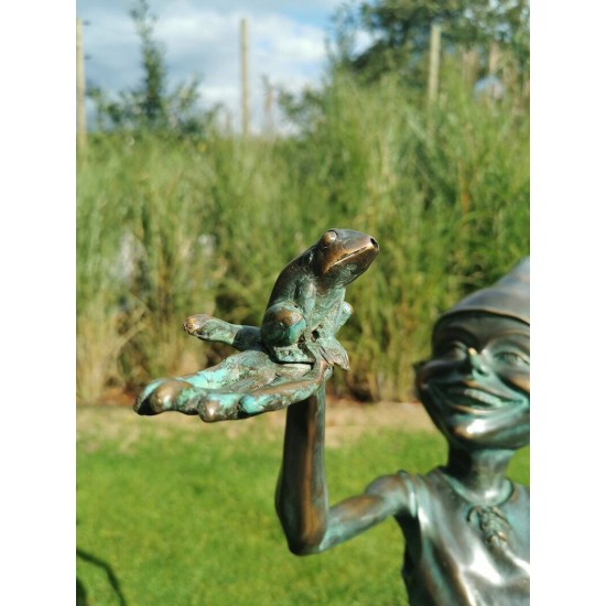 Extra large garden pixie - Bronze fountain - Bronze garden gnome