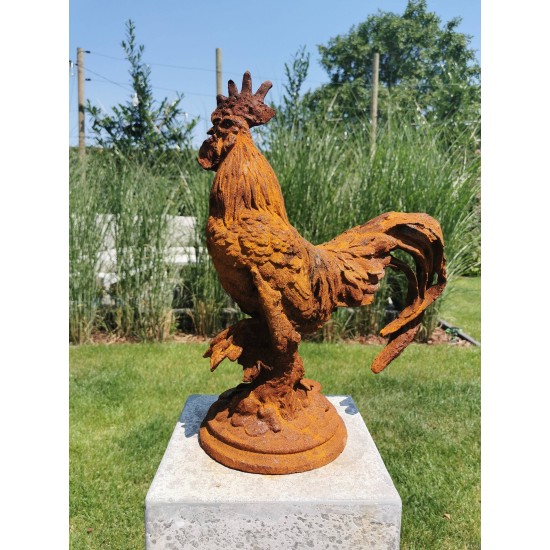 Large Cast iron rooster - Garden statue - Cast iron garden sculptures
