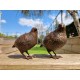 Pair of bronze birds - Garden  ornaments - Bronze quail