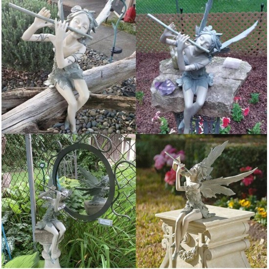 Flute Fairy Flower Fairy Statue Garden Decoration Angel Wing Resin Craft Decoration