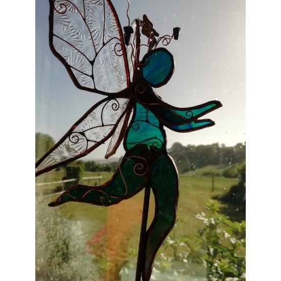 Stained Glass Fairy Sculpture with crystals set of 3