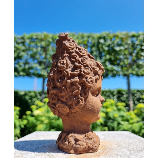 Cast Iron Garden Ornament - Forest Elf - Pixie of the Woods - Child's Head - Magical Garden Design