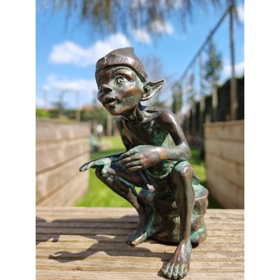 Bronze Pixie - Bronze gnome - Bronze fairy figure - Bronze art
