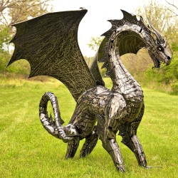 6 ft. Tall Large Metal Dragon Statue