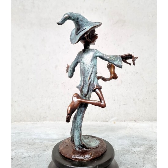 Collection of four bronze gnomes - Forest fairies - Leprechaun characters - Bronze gift idea
