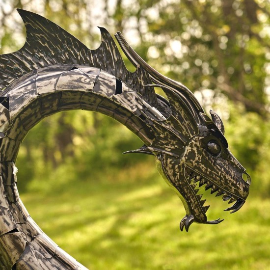 6 ft. Tall Large Metal Dragon Statue