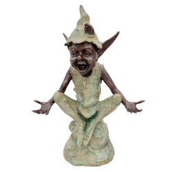 Bronze garden gnome - Pixie - Garden fairy in bronze - Bronze garden sculpture