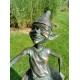 Extra large garden pixie - Bronze fountain - Bronze garden gnome