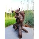 Bronze sculpture of a squirrel  on a stump - Garden decor - Bronze porch decor