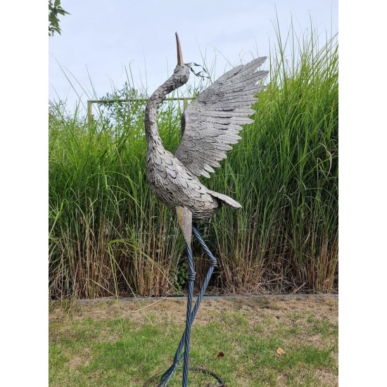 60" Extra Large Metal Heron Statue