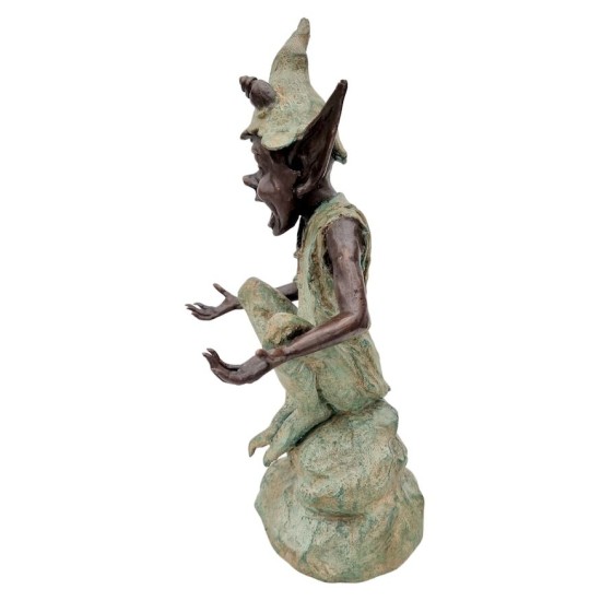 Bronze garden gnome - Pixie - Garden fairy in bronze - Bronze garden sculpture