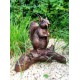Bronze sculpture of a squirrel  on a stump - Garden decor - Bronze porch decor