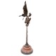 Large bronze fairy on sphere - Seated fairy - Magic sculpture