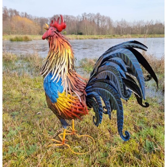 Large iron rooster - Decorative Rooster - Metal garden animals - Garden and patio inspiration