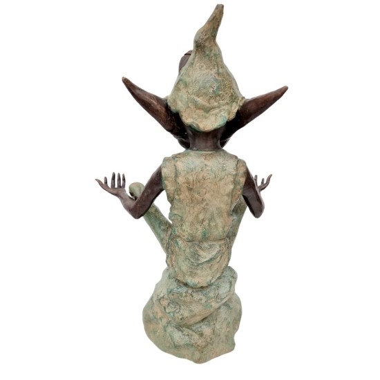 Bronze garden gnome - Pixie - Garden fairy in bronze - Bronze garden sculpture